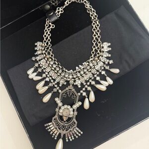 Dylan Silver and Pearl Drop Necklace